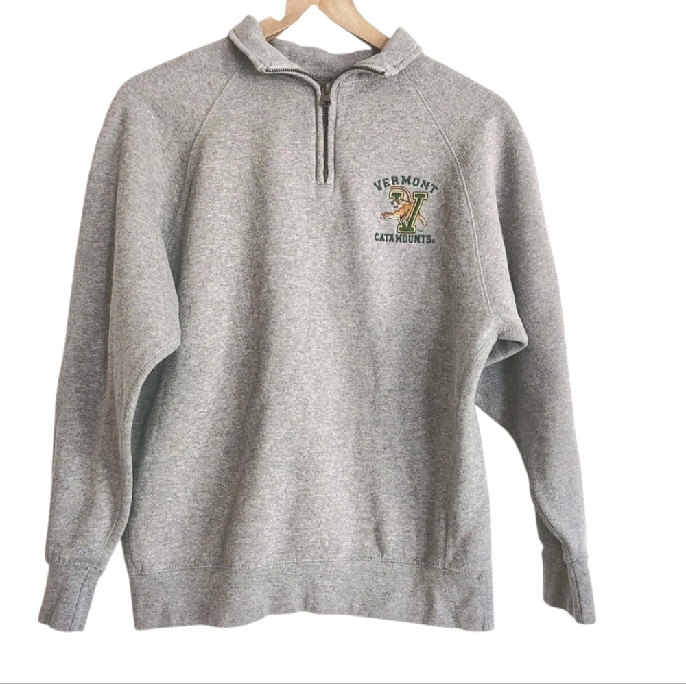 Vermont Catamounts Quarter Zip Sweatshirt Womens Size S Gray NCAA University